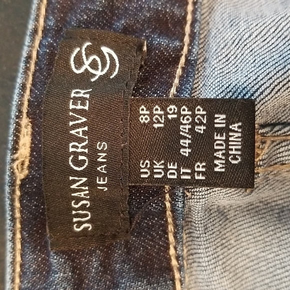 💕SUSAN GRAVER💕 Regular High Stretch Denim Crop Jeans with Ties 8P - Picture 15 of 16